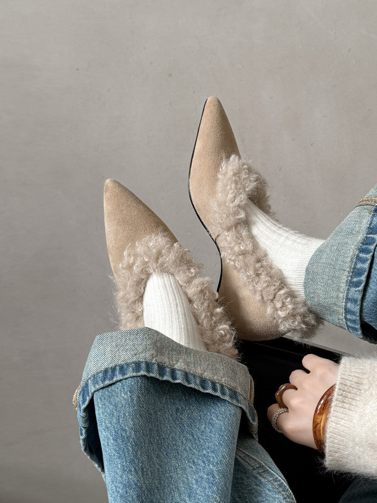 SuedeCloud Plush Heeled Flats