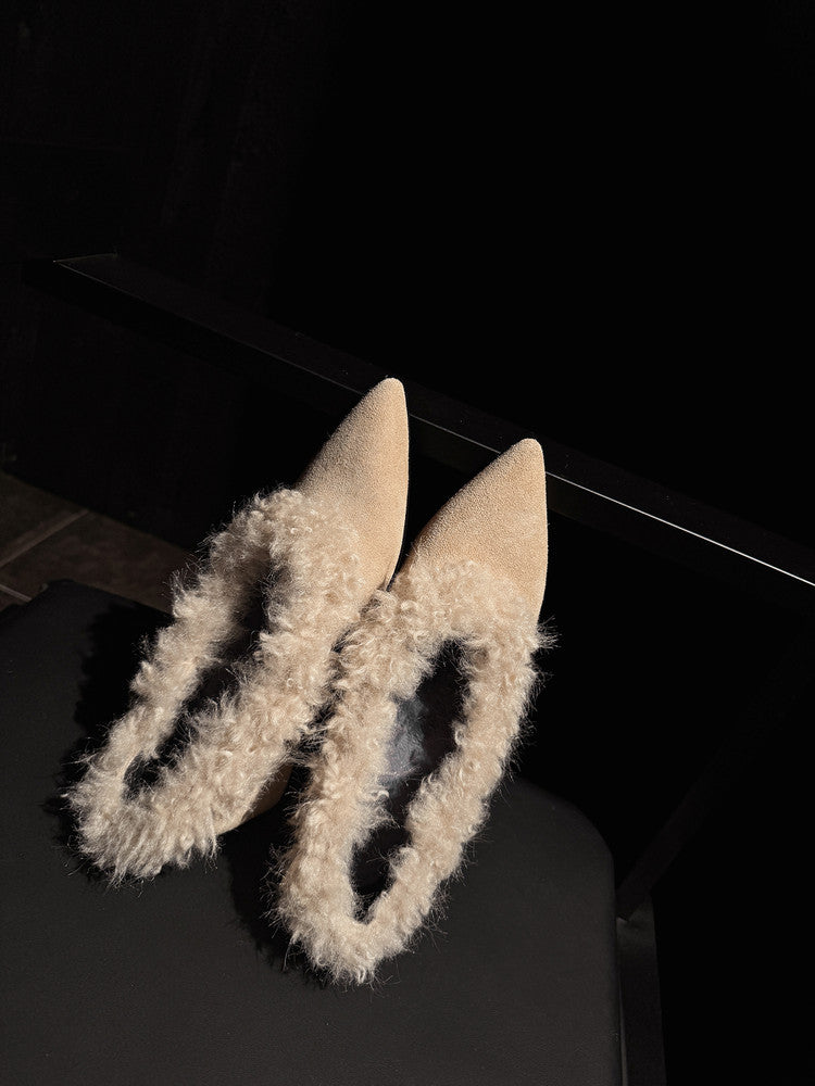 SuedeCloud Plush Heeled Flats