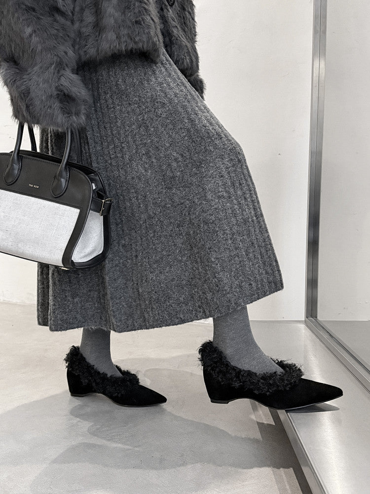 SuedeCloud Plush Heeled Flats