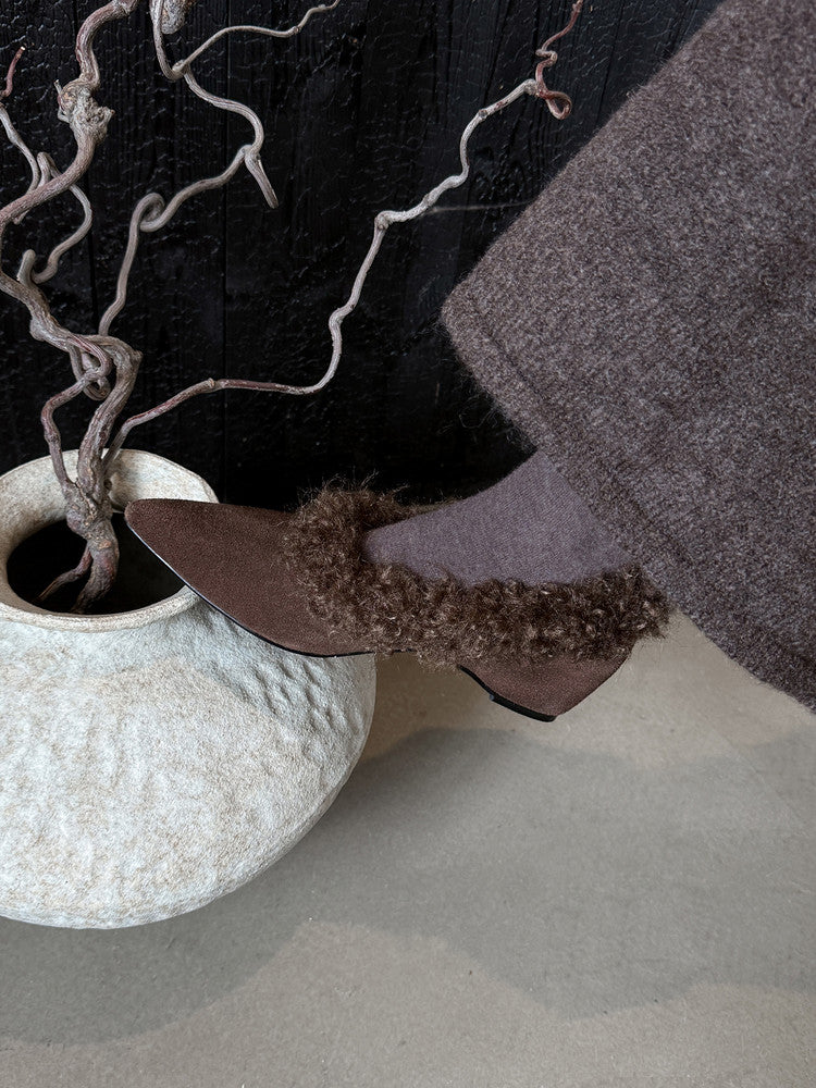 SuedeCloud Plush Heeled Flats