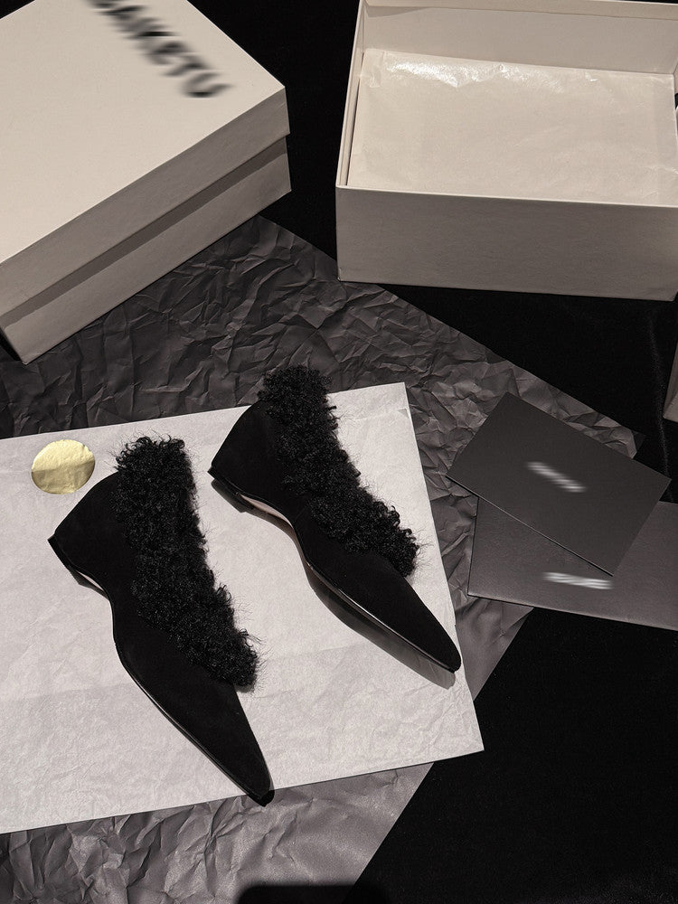 SuedeCloud Plush Heeled Flats