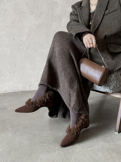 SuedeCloud Plush Heeled Flats