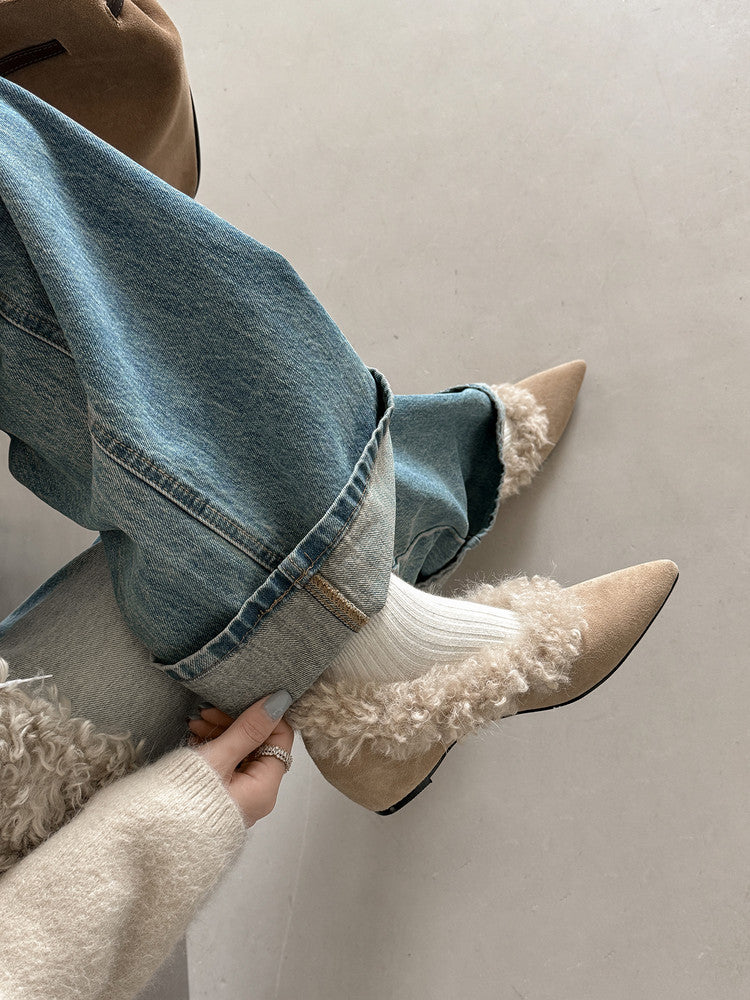 SuedeCloud Plush Heeled Flats