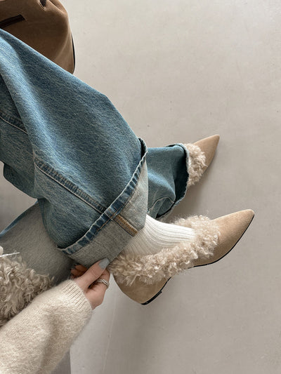 SuedeCloud Plush Heeled Flats