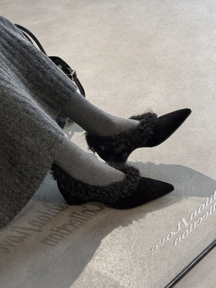 SuedeCloud Plush Heeled Flats