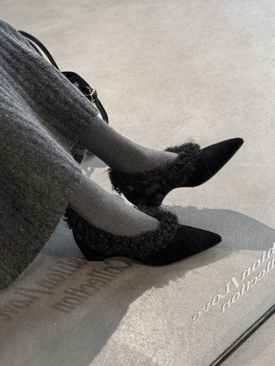 SuedeCloud Plush Heeled Flats