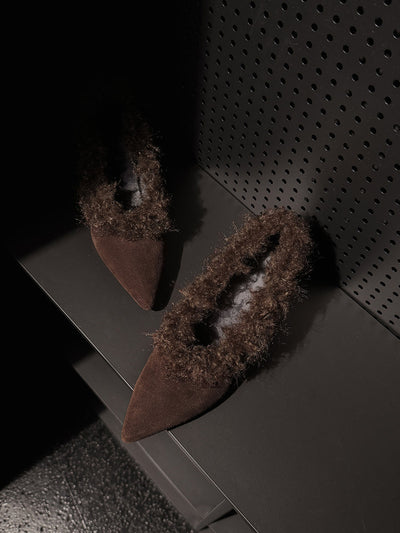 SuedeCloud Plush Heeled Flats