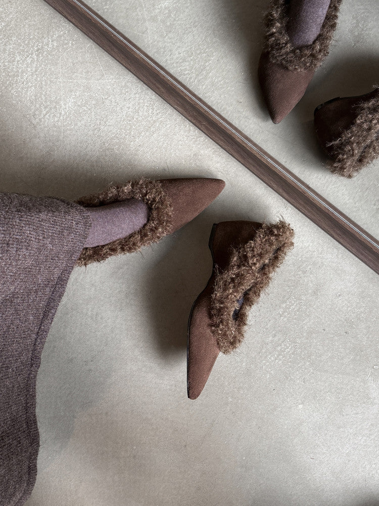 SuedeCloud Plush Heeled Flats