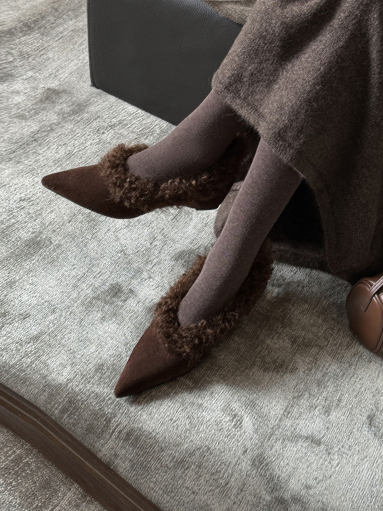 SuedeCloud Plush Heeled Flats