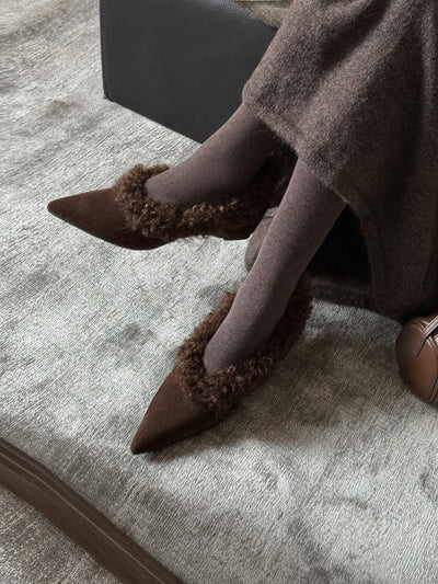 SuedeCloud Plush Heeled Flats