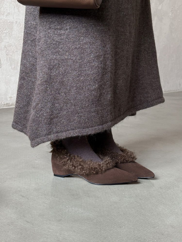 SuedeCloud Plush Heeled Flats