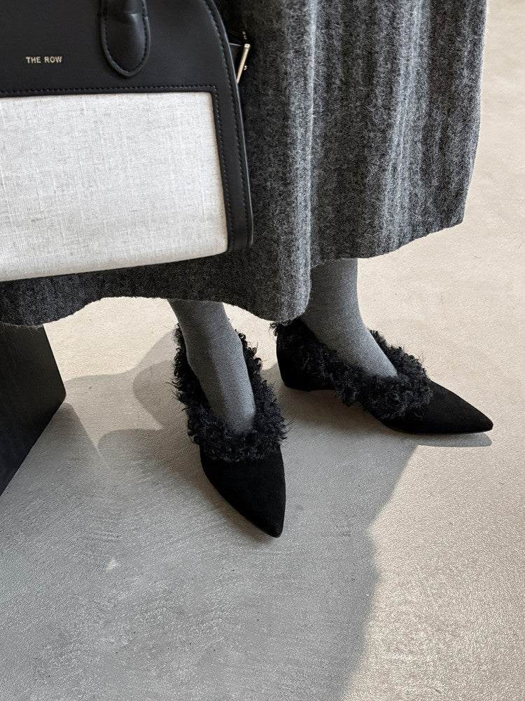 SuedeCloud Plush Heeled Flats