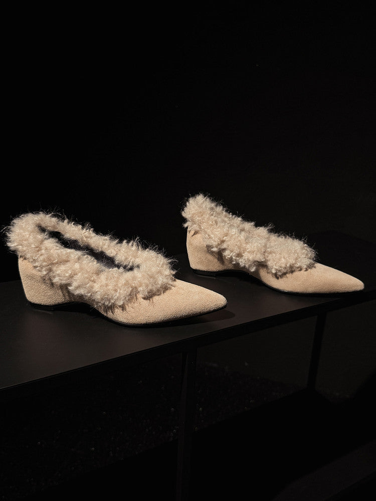 SuedeCloud Plush Heeled Flats