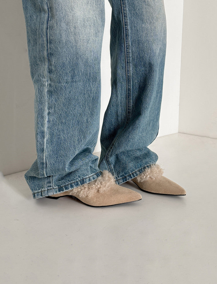 SuedeCloud Plush Heeled Flats
