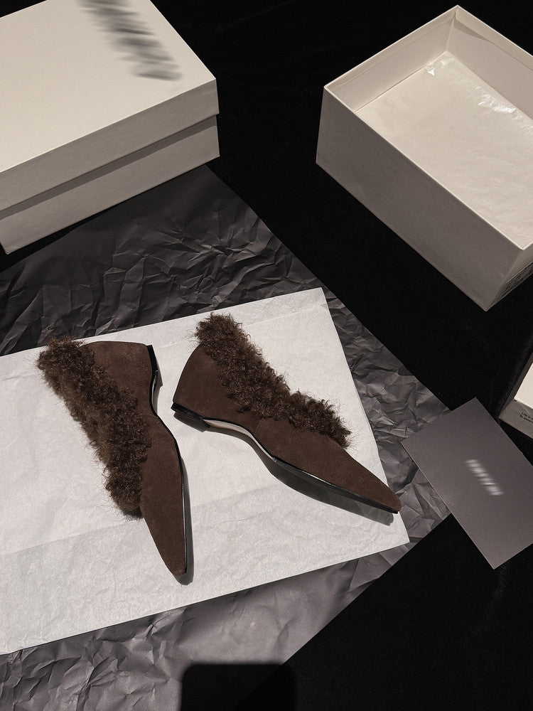 SuedeCloud Plush Heeled Flats